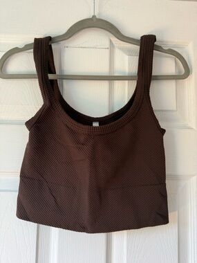 Nikibiki Ribbed Scoop Tank Top in Chocolate Brown One Size